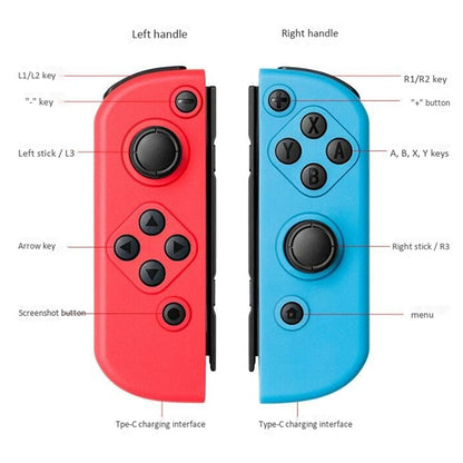 Left and Right Bluetooth Wireless Joypad Gamepad Game Controller for Switch(Black) - Gamepads by buy2fix | Online Shopping UK | buy2fix