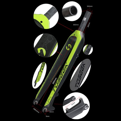 TOSEEK Ultra Light 26 Inch 385mm Mountain Bike Full Carbon Front Fork Straight Tube Disc Brake(Black) - Outdoor & Sports by TOSEEK | Online Shopping UK | buy2fix