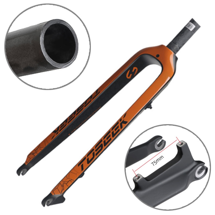 TOSEEK Ultra Light 27.5 Inch 405mm Mountain Bike Full Carbon Front Fork Straight Head Tube Disc Brake(Orange) - Front Fork by TOSEEK | Online Shopping UK | buy2fix