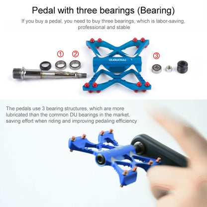 PROMEND PD-M56 1 Pair Mountain Bicycle Aluminum Alloy 3-Bearings Pedals (Blue) - Outdoor & Sports by PROMEND | Online Shopping UK | buy2fix