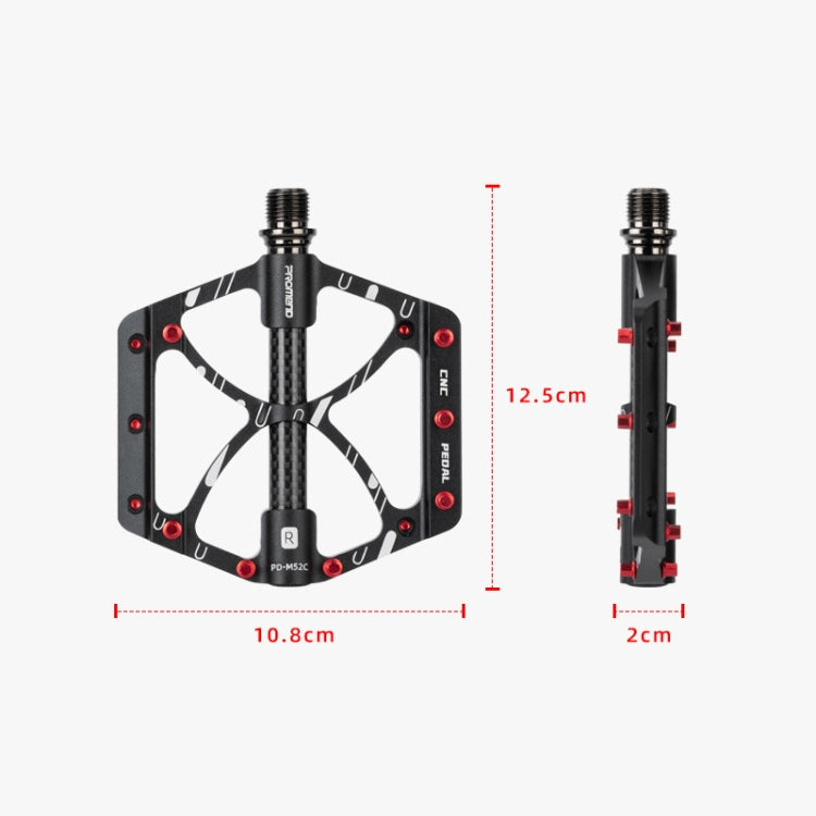 PROMEND PD-M52C 1 Pair Bicycle Aluminum Alloy + Carbon Fiber Tube Bearing Pedals (Black) - Pedals by PROMEND | Online Shopping UK | buy2fix