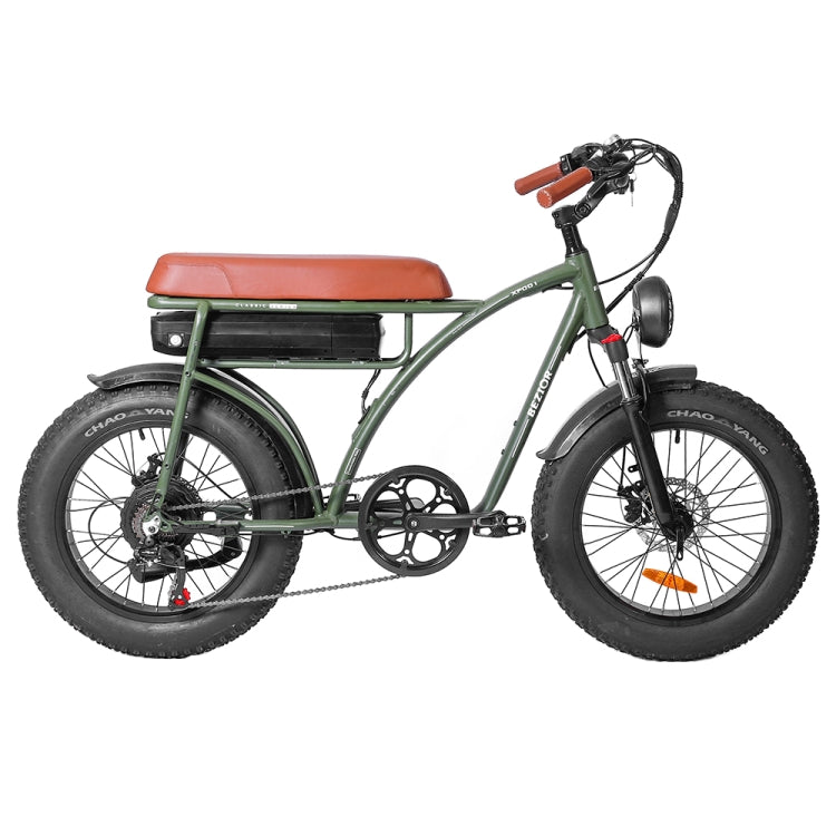[EU Warehouse] BEZIOR XF001 1000W 48V 12.5AH Retro Electric Bicycle with LCD Digital Display & 20 inch Tires, EU Plug(Army Green) - Electric Bicycles by BEZIOR | Online Shopping UK | buy2fix