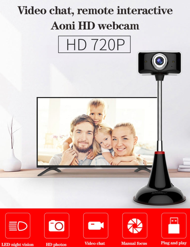 aoni C11L 720P HD Video Computer Camera with Microphone - HD Camera by buy2fix | Online Shopping UK | buy2fix