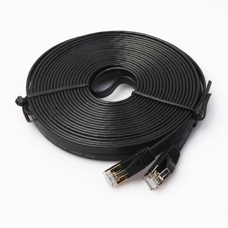 10m CAT7 10 Gigabit Ethernet Ultra Flat Patch Cable for Modem Router LAN Network - Built with Shielded RJ45 Connectors (Black) - Lan Cable and Tools by buy2fix | Online Shopping UK | buy2fix