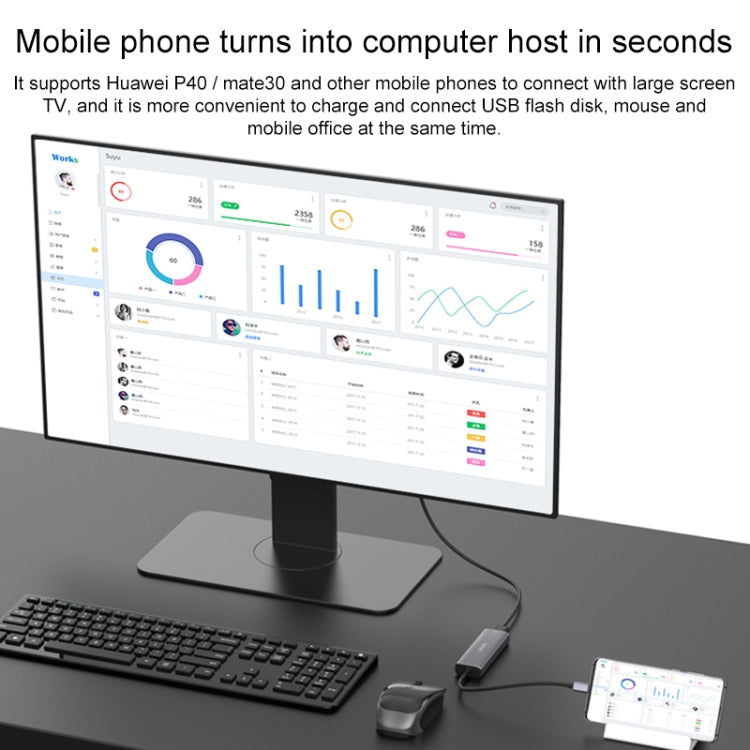 Onten OT-95123 5 in 1 Multifunctional Type-C + USB + HDMI Docking Station, Cable Length: 145mm(Silver) - USB HUB by Onten | Online Shopping UK | buy2fix