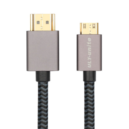 ULT-unite Gold-plated Head HDMI 2.0 Male to Mini HDMI Male Nylon Braided Cable, Cable Length: 2m (Black) - Cable by ult-unite | Online Shopping UK | buy2fix