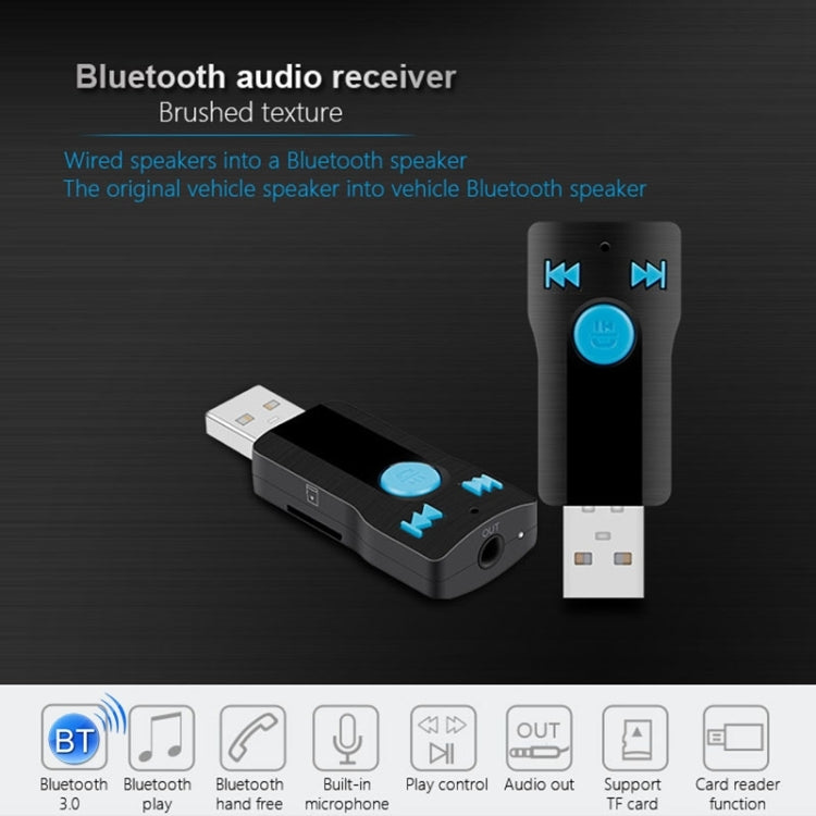 BC07 Mini Brushed Texture USB Bluetooth Receiver MP3 Player SD/TF Card Reader with Microphone & Audio Cable, Support Handsfree & AUX Output & 32GB Micro SD / TF Card & Two-sided USB Port Connecting - Car MP3 & MP4 & MP5 by buy2fix | Online Shopping UK | buy2fix