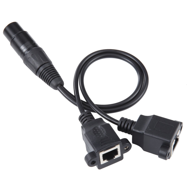 3-pin XLR Female to 2 x RJ45 Female Ethernet LAN Network Extension Cable, Cable Length: 30cm(Black) -  by buy2fix | Online Shopping UK | buy2fix