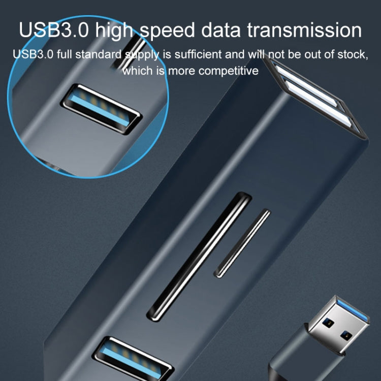 15101 5 in 1 USB3.0 to 3 x USB + SD / TF Card Reader HUB Adapter (Blue) - USB 3.0 HUB by buy2fix | Online Shopping UK | buy2fix