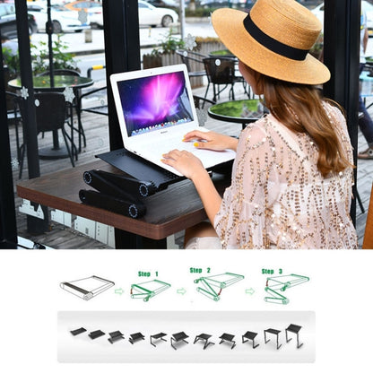 Lengthen Portable 360 Degree Adjustable Foldable Aluminium Alloy Desk Stand for Laptop / Notebook, without CPU Fans & Mouse Pad(Black) - Laptop Stand by buy2fix | Online Shopping UK | buy2fix