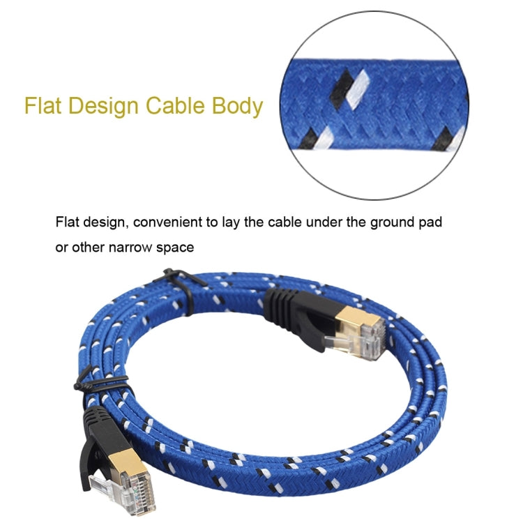 10m Gold Plated CAT-7 10 Gigabit Ethernet Ultra Flat Patch Cable for Modem Router LAN Network, Built with Shielded RJ45 Connector - Lan Cable and Tools by buy2fix | Online Shopping UK | buy2fix