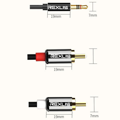 REXLIS 3635 3.5mm Male to Dual RCA Gold-plated Plug Black Cotton Braided Audio Cable for RCA Input Interface Active Speaker, Length: 1m -  by REXLIS | Online Shopping UK | buy2fix