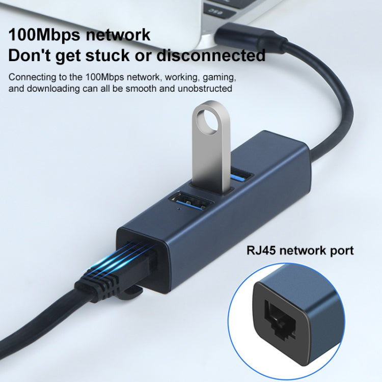 RDS 6307 USB to USB3.0 + Dual USB2.0 + RJ45 4 in 1 HUB Adapter - USB 3.0 HUB by buy2fix | Online Shopping UK | buy2fix