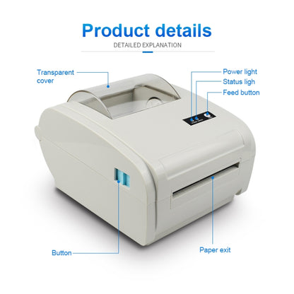 POS-9210 110mm USB +  Bluetooth POS Receipt Thermal Printer Express Delivery Barcode Label Printer, UK Plug(White) - Consumer Electronics by buy2fix | Online Shopping UK | buy2fix