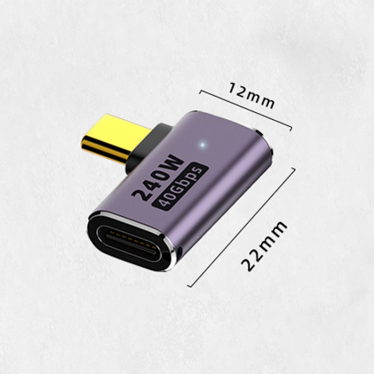 240W USB-C/Type-C Female to USB-C/Type-C Male 40Gbps Side Bend Adapter with Light - Computer & Networking by buy2fix | Online Shopping UK | buy2fix