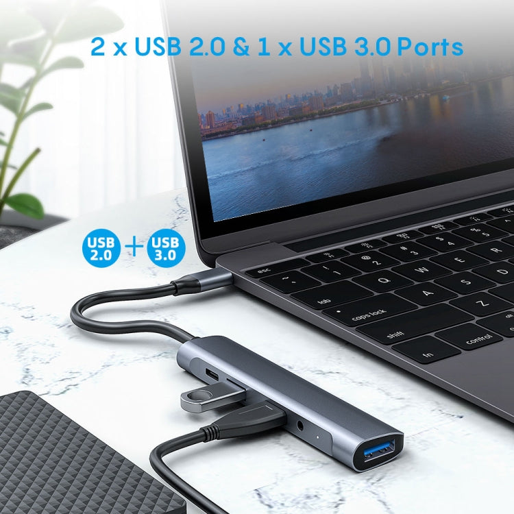 QC521 5 in 1 2xUSB2.0+USB3.0+Audio Port+PD to USB-C / Type-C HUB Adapter - Computer & Networking by buy2fix | Online Shopping UK | buy2fix