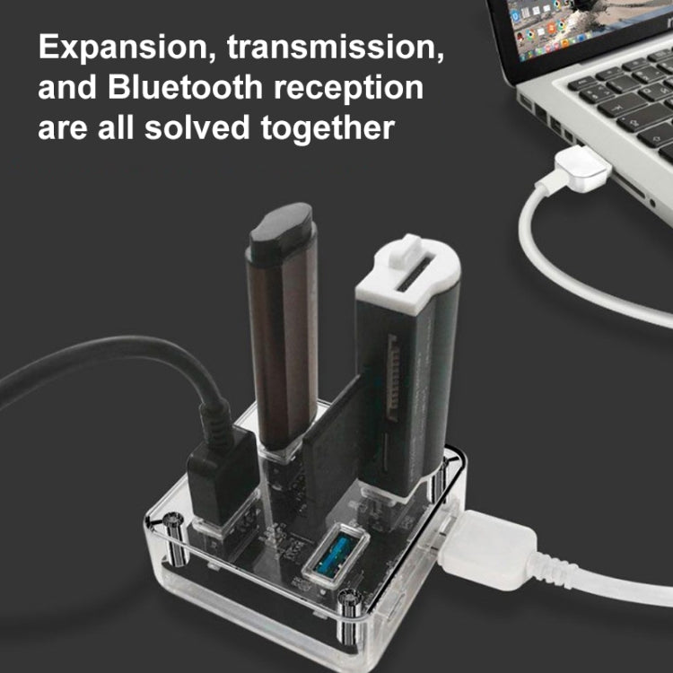 USB3.0 4 in 1 Multifunctional Desktop Square Transparent HUB - USB HUB by buy2fix | Online Shopping UK | buy2fix