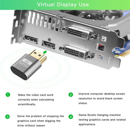 VGA Virtual Display Adapter HDMI 1.4 DDC EDID Dummy Plug Headless Display Emulator (Gold) - Computer & Networking by buy2fix | Online Shopping UK | buy2fix