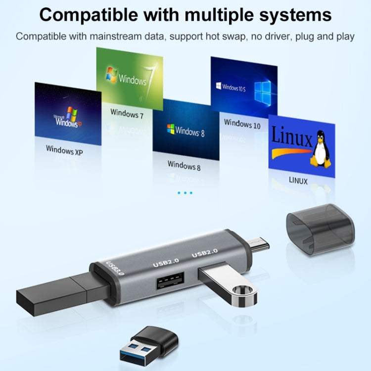 ADS-302C 3 In 1 Multi-function Type-C / USB-C HUB Docking Station (Silver) - Computer & Networking by buy2fix | Online Shopping UK | buy2fix