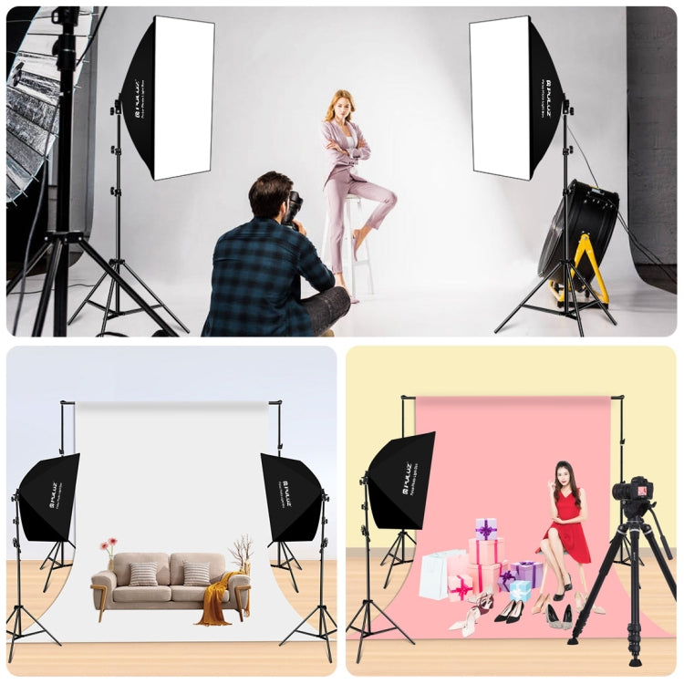 PULUZ Softbox Lighting Kit 2 PCS 50x70cm Professional Photo Studio Photography Light Equipment with 2 x E27 Socket Bulb Photography Lighting Kit(EU Plug) - Stand Bracket by PULUZ | Online Shopping UK | buy2fix