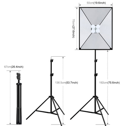 PULUZ Softbox Lighting Kit 2 PCS 50x70cm Professional Photo Studio Photography Light Equipment with 8 x E27 20W E27 Socket Bulb Photography Lighting Kit for Filming Portrait Shooting / Fashion Advertising Photography(US Plug) - Stand Bracket by PULUZ | Online Shopping UK | buy2fix