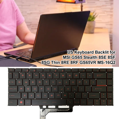 US Version Laptop Keyboard with Backlight for MSI GS65 / GS65VR / MS-16Q2 / Stealth 8SE /8SF / 8SG /Thin 8RE / Thin 8RF (Red) - Replacement Keyboards by buy2fix | Online Shopping UK | buy2fix