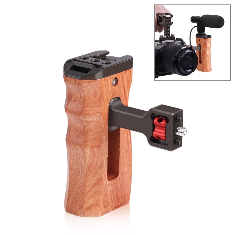 PULUZ 1/4 inch Screw Universal Camera Wooden Side Handle with Cold Shoe Mount for Camera Cage Stabilizer(Bronze) - Camera Stabilizer by PULUZ | Online Shopping UK | buy2fix