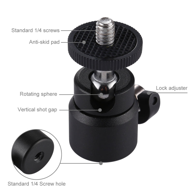 PULUZ 1/4 inch Screw Metal Tripod Ball Head Adapter with Lock - Camera Accessories by PULUZ | Online Shopping UK | buy2fix