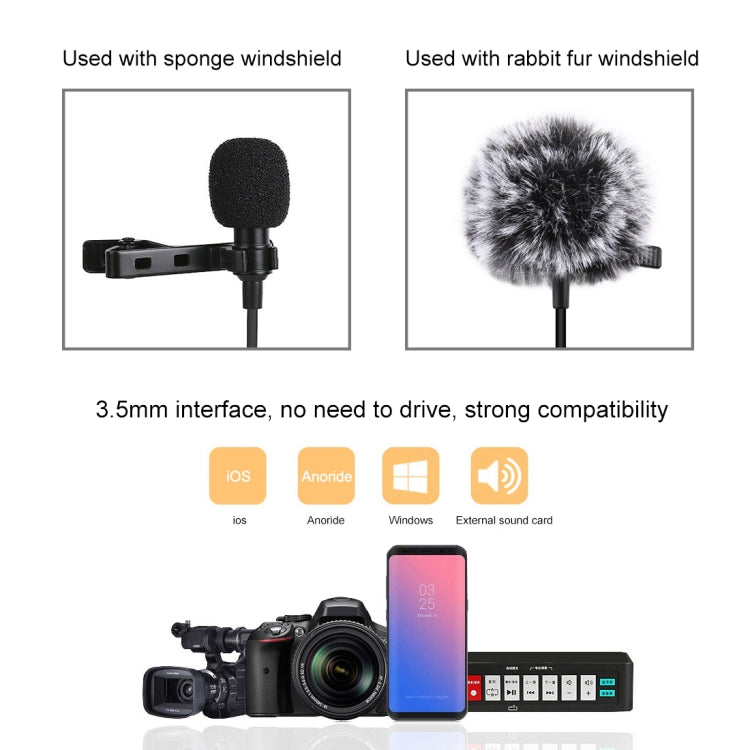 PULUZ 3.5mm Jack Lavalier Omnidirectional Condenser Recording Video Microphone, Length: 6m - Consumer Electronics by PULUZ | Online Shopping UK | buy2fix