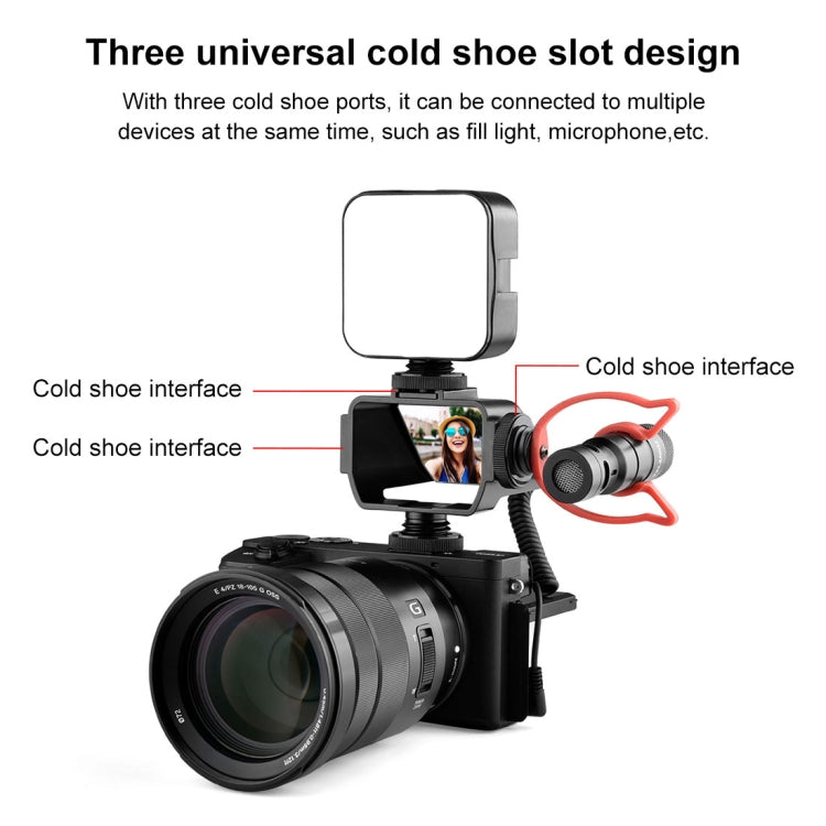 PULUZ Camera Vlog Selfie Flip Screen with Cold Shoe Mount Adapter for Mirrorless Camera(Black) - Camera Accessories by buy2fix | Online Shopping UK | buy2fix