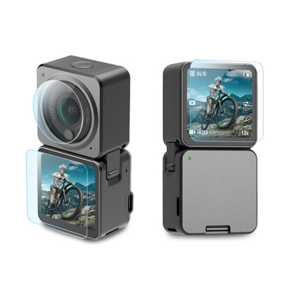 PULUZ 3 in 1 Lens + Front and Back LCD Display 9H 2.5D Tempered Glass Film for DJI Action 2 - DJI & GoPro Accessories by PULUZ | Online Shopping UK | buy2fix