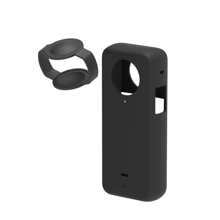 For Insta360 X3 PULUZ Silicone Protective Case with Lens Cover(Black) - DJI & GoPro Accessories by PULUZ | Online Shopping UK | buy2fix