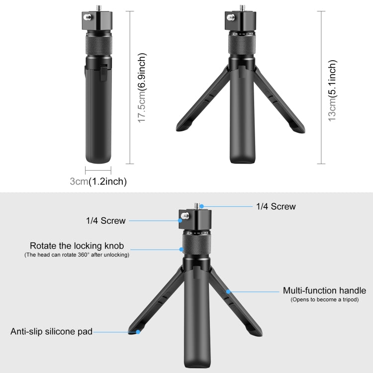 For Insta360 X3 / X4 PULUZ Rotary Handle Desktop Tripod Stand 110cm Selfie Stick Monopod (Black) - Self Monopod Grip by PULUZ | Online Shopping UK | buy2fix