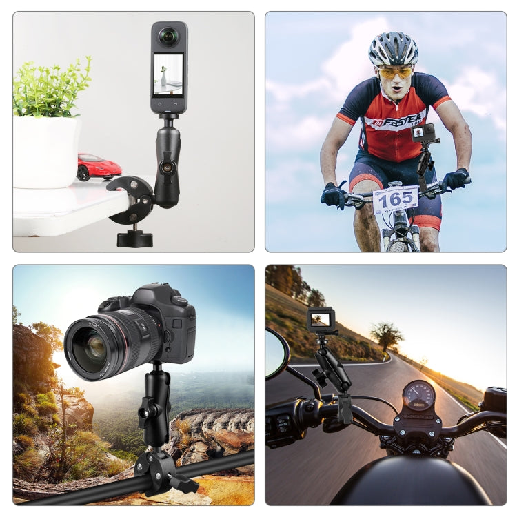 PULUZ Motorcycle Crab Clamp Handlebar Fixed Mount Holder for GoPro and Other Action Cameras(Black) - DJI & GoPro Accessories by PULUZ | Online Shopping UK | buy2fix