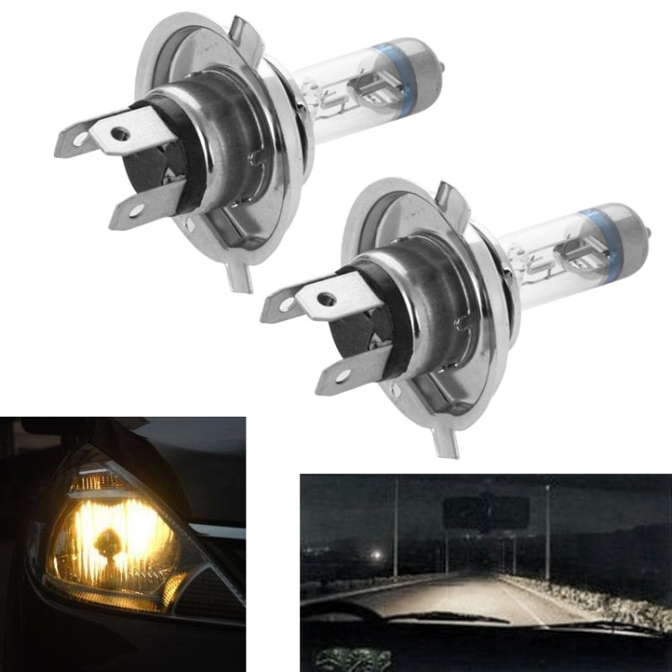 2 PCS H4 12V 60/55W P43T / 4300K / 2100lm Xenon Car Headlight Bulbs, Warm White - In Car by buy2fix | Online Shopping UK | buy2fix