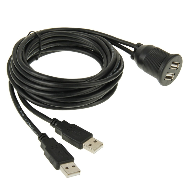 2 USB 2.0 Male to Female Extension Cable with Car Flush Mount, Length: 2m - In Car by buy2fix | Online Shopping UK | buy2fix