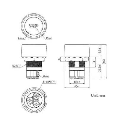 Blue Light Push Start Ignition Switch for Racing Sport (DC 12V) - In Car by buy2fix | Online Shopping UK | buy2fix