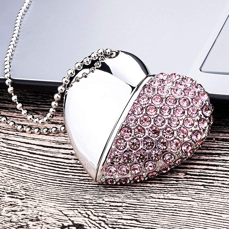 Heart Shaped Diamond Jewelry USB Flash Disk, Special for Valentines Day Gifts (2GB) - USB Flash Drives by buy2fix | Online Shopping UK | buy2fix