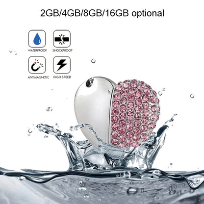 Heart Shaped Diamond Jewelry USB Flash Disk, Special for Valentines Day Gifts (16GB)(Pink) - Computer & Networking by buy2fix | Online Shopping UK | buy2fix