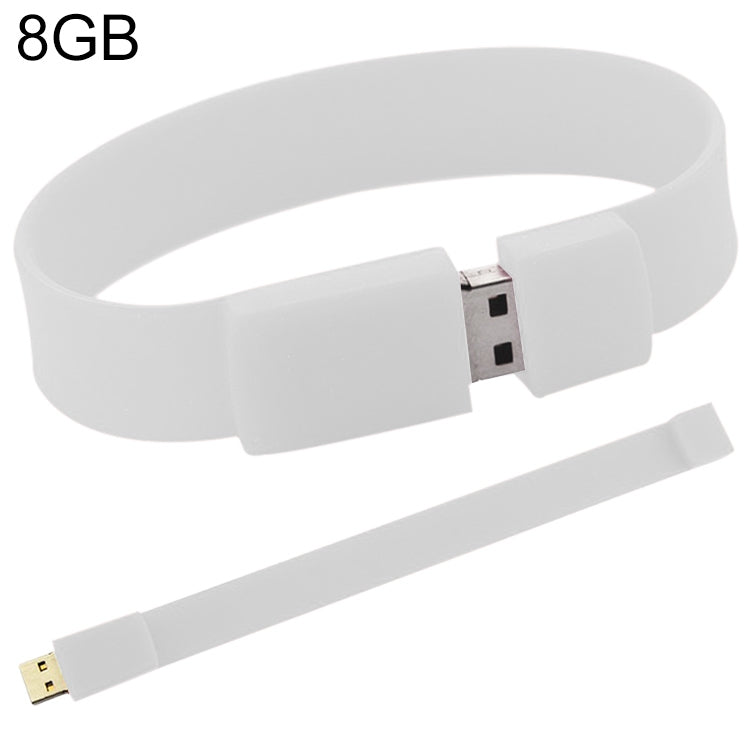 8GB Silicon Bracelets USB 2.0 Flash Disk(White) - USB Flash Drives by buy2fix | Online Shopping UK | buy2fix