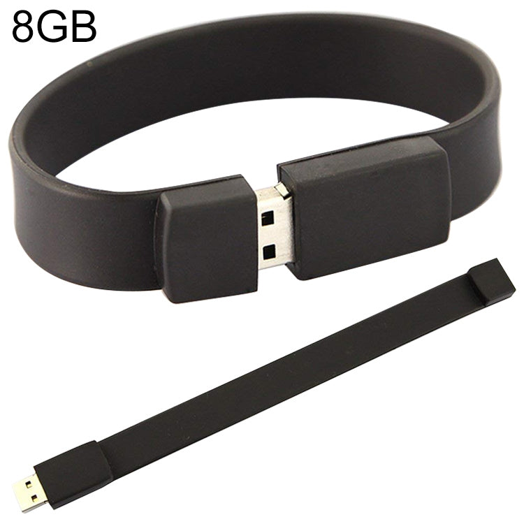 8GB Silicon Bracelets USB 2.0 Flash Disk(Black) -  by buy2fix | Online Shopping UK | buy2fix