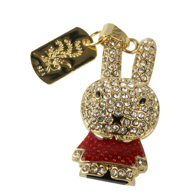 Rabbit Shaped Diamond Jewelry USB Flash Disk (4GB), Red - USB Flash Drives by buy2fix | Online Shopping UK | buy2fix