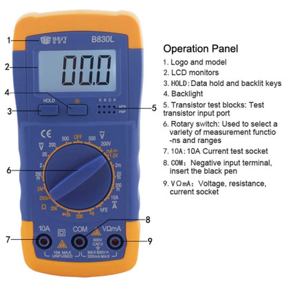 BEST BST- B830L 9V LCD Screen Display Digital Multimeter - Consumer Electronics by BEST | Online Shopping UK | buy2fix