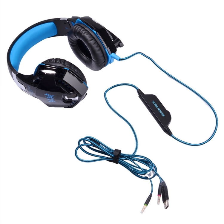 EACH G2000 Over-ear Stereo Bass Gaming Headset with Mic & LED Light for Computer, Cable Length: 2.2m(Blue) - Multimedia Headset by KOTION EACH | Online Shopping UK | buy2fix