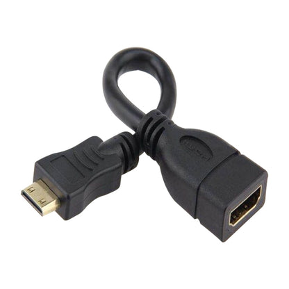 16cm Gold Plated Mini HDMI Male to HDMI 19 Pin Female Cable(Black) - Cable by buy2fix | Online Shopping UK | buy2fix