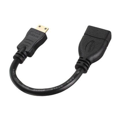 16cm Gold Plated Mini HDMI Male to HDMI 19 Pin Female Cable(Black) - Cable by buy2fix | Online Shopping UK | buy2fix