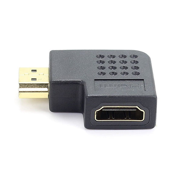 Gold Plated HDMI 19 Pin Male to HDMI 19 Pin Female Adaptor with 90 Degree Angle(Black) - Adapter by buy2fix | Online Shopping UK | buy2fix