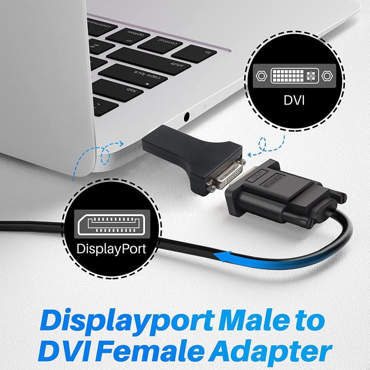 DisplayPort male to DVI female adapter(Black) -  by buy2fix | Online Shopping UK | buy2fix