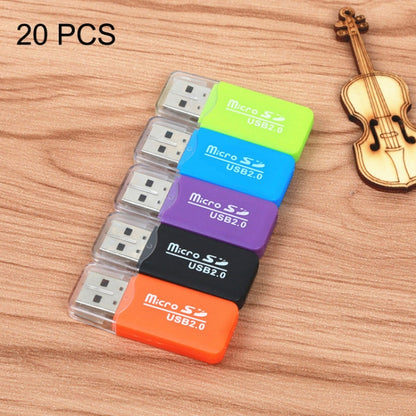 20 PCS Portable USB 2.0 Micro SD TF T-Flash Card Reader Adapter, up to 480Mbps, Random Color Delivery -  by buy2fix | Online Shopping UK | buy2fix