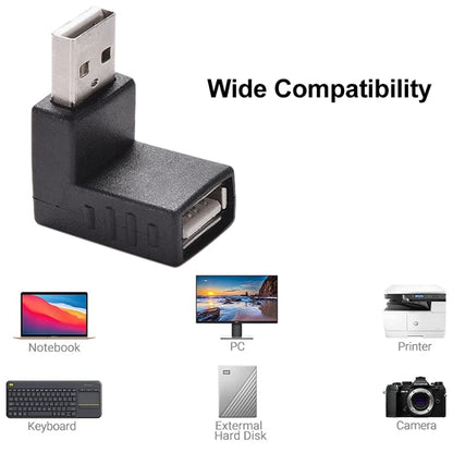 USB 2.0 AM to AF Adapter with 90 Degree Angle(Black) -  by buy2fix | Online Shopping UK | buy2fix